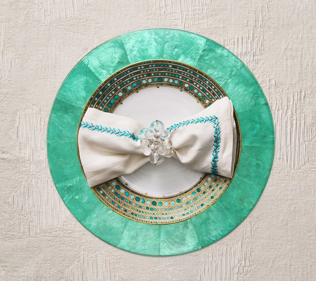 Kim Seybert Round Capiz Placemat In Ocean, Set Of 4