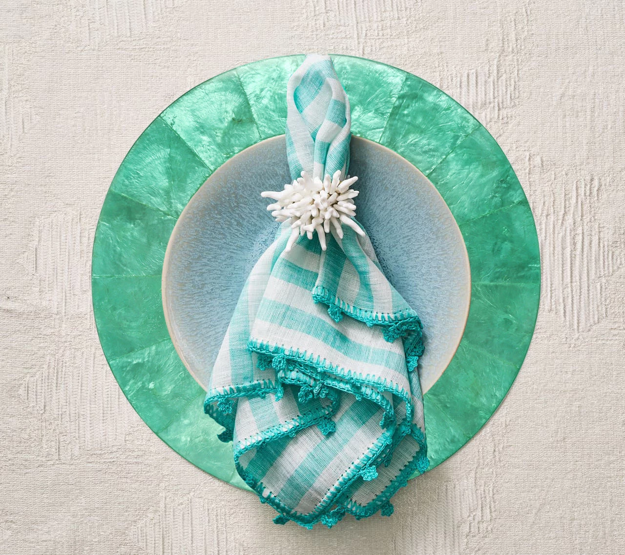 Kim Seybert Round Capiz Placemat In Ocean, Set Of 4