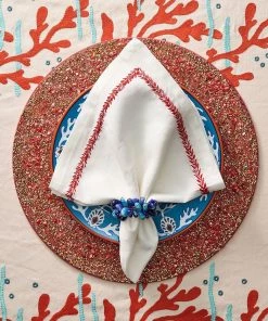 Kim Seybert Poppy Napkin Ring In Blue, Set Of 4 Napkin Rings