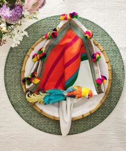 Kim Seybert Jaipur Napkin In White & Multi, Set Of 4