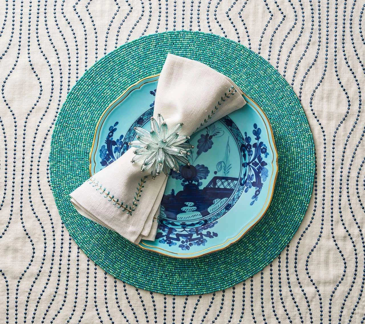 Kim Seybert Constellation Napkin Ring In Seafoam, Set Of 4