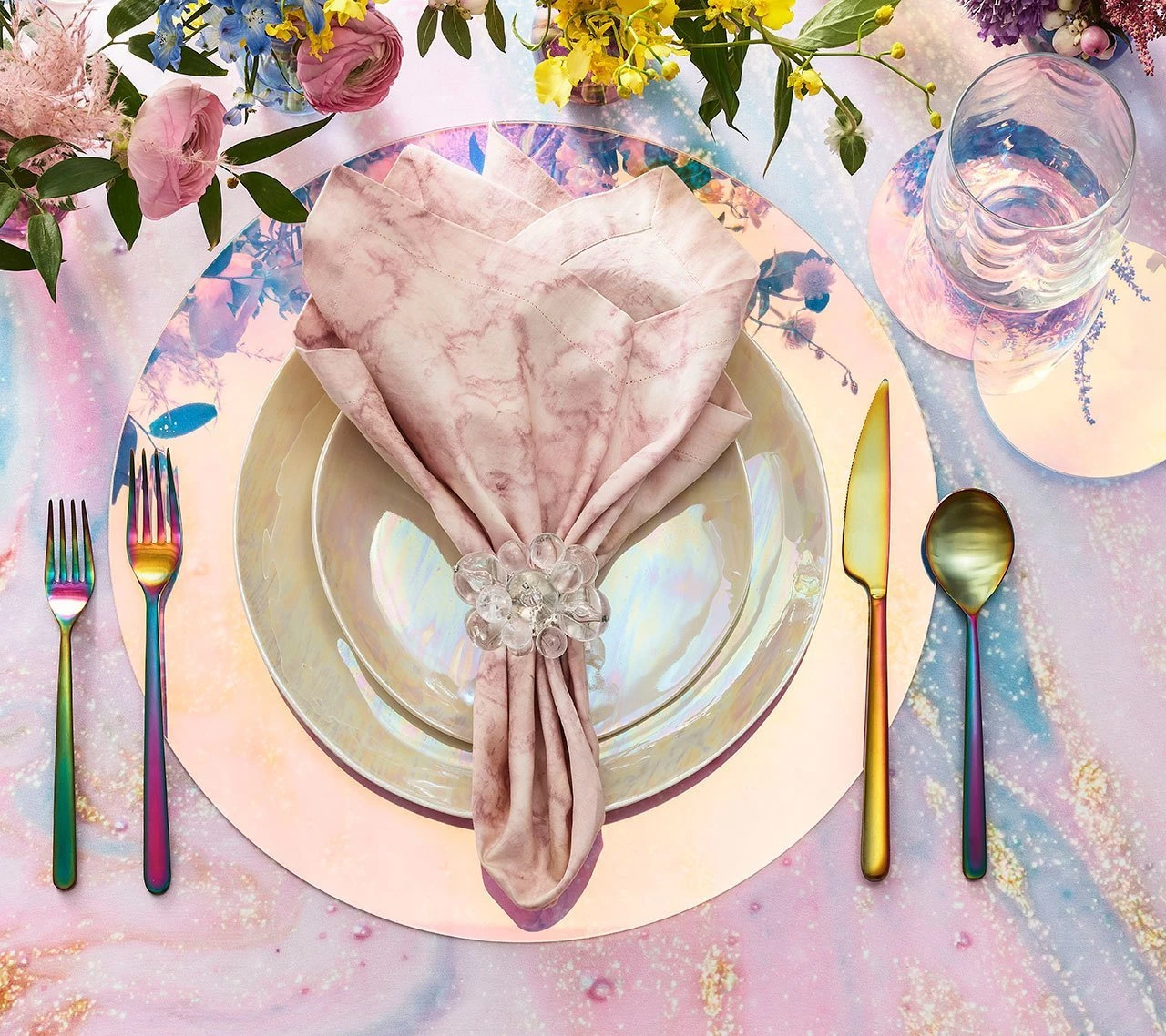 Kim Seybert Luna Drink Coasters In Multi, Set Of 6 In A Caddy