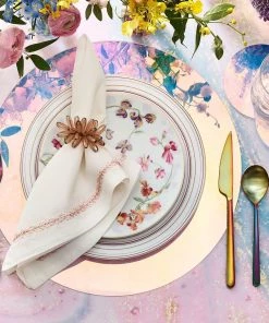 Kim Seybert Jardin Napkin In White & Blush, Set Of 4