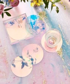 Kim Seybert Luna Drink Coasters In Multi, Set Of 6 In A Caddy