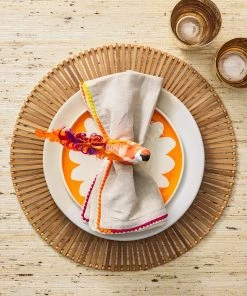 Kim Seybert Chirp Napkin Ring In Pink & Orange, Set Of 4 Napkin Rings