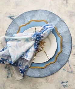 Kim Seybert Round Capiz Placemat In Periwinkle, Set Of 4