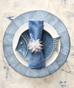 Kim Seybert Round Capiz Placemat In Periwinkle, Set Of 4