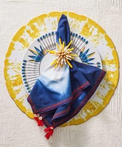 Kim Seybert Capri Napkin Ring In Yellow & White, Set Of 4