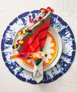 Kim Seybert Jaipur Napkin In White & Multi, Set Of 4