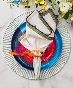 Kim Seybert Spectrum Napkin In White & Multi, Set Of 4 Napkins