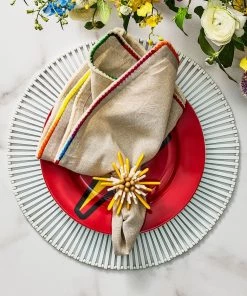 Kim Seybert Capri Napkin Ring In Yellow & White, Set Of 4