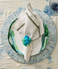 Kim Seybert Sea Stone Napkin Ring In Seafoam, Set Of 4