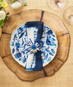 Kim Seybert Capri Napkin Ring In Navy & White, Set Of 4