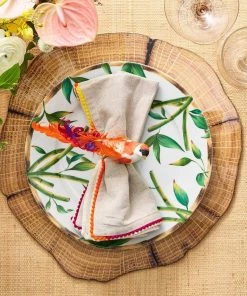 Kim Seybert Chirp Napkin Ring In Pink & Orange, Set Of 4 Napkin Rings