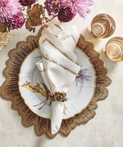 Kim Seybert Napkins Filament Napkin In White & Gold & Silver, Set Of 4
