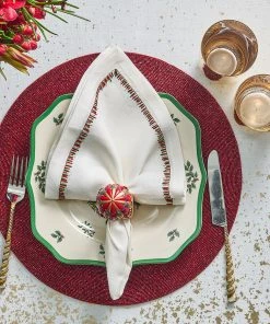 Kim Seybert Filament Napkin In White & Red & Green, Set Of 4