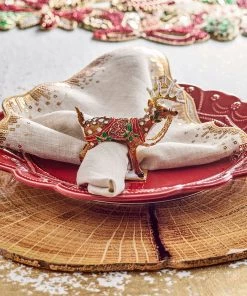 Kim Seybert Dasher Napkin Rings In Brown & Multi, Set Of 4 In A Gift Box