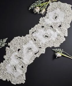 Kim Seybert Frost Table Runner In Silver & Crystal