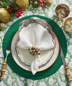 Kim Seybert Napkins Garland Napkin In White & Red & Green, Set Of 4