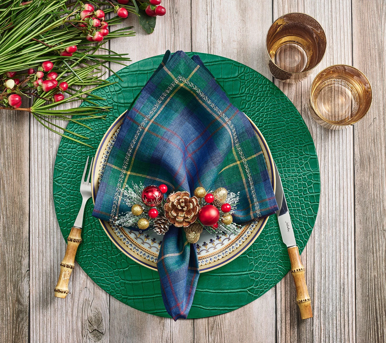 Kim Seybert Placemats Croco Placemat In Emerald, Set Of 4