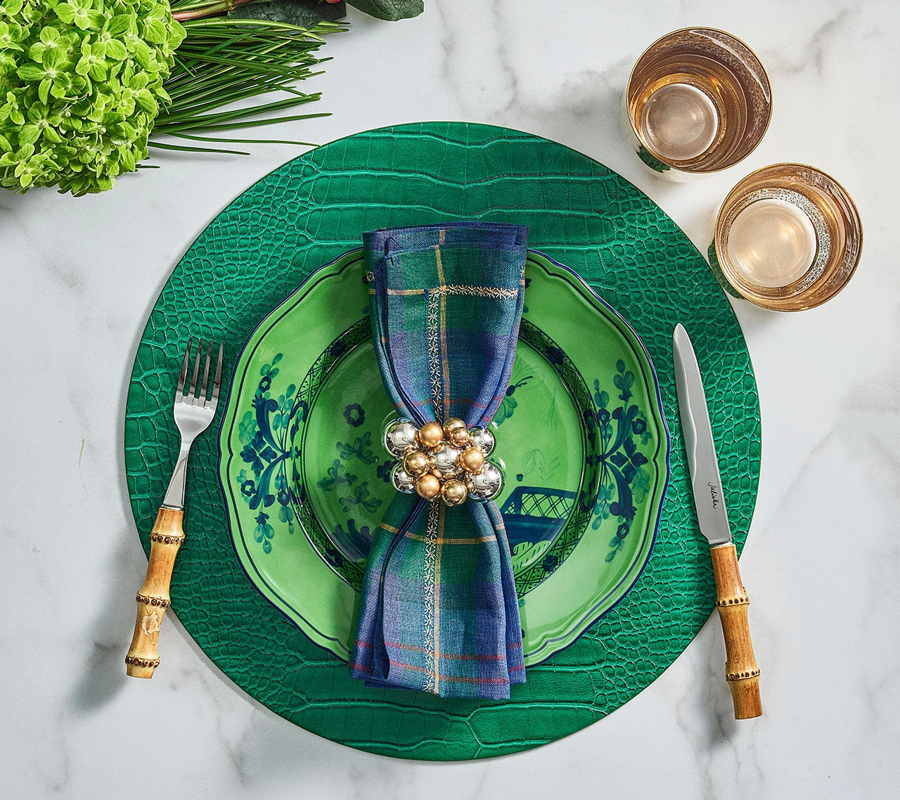 Kim Seybert Placemats Croco Placemat In Emerald, Set Of 4