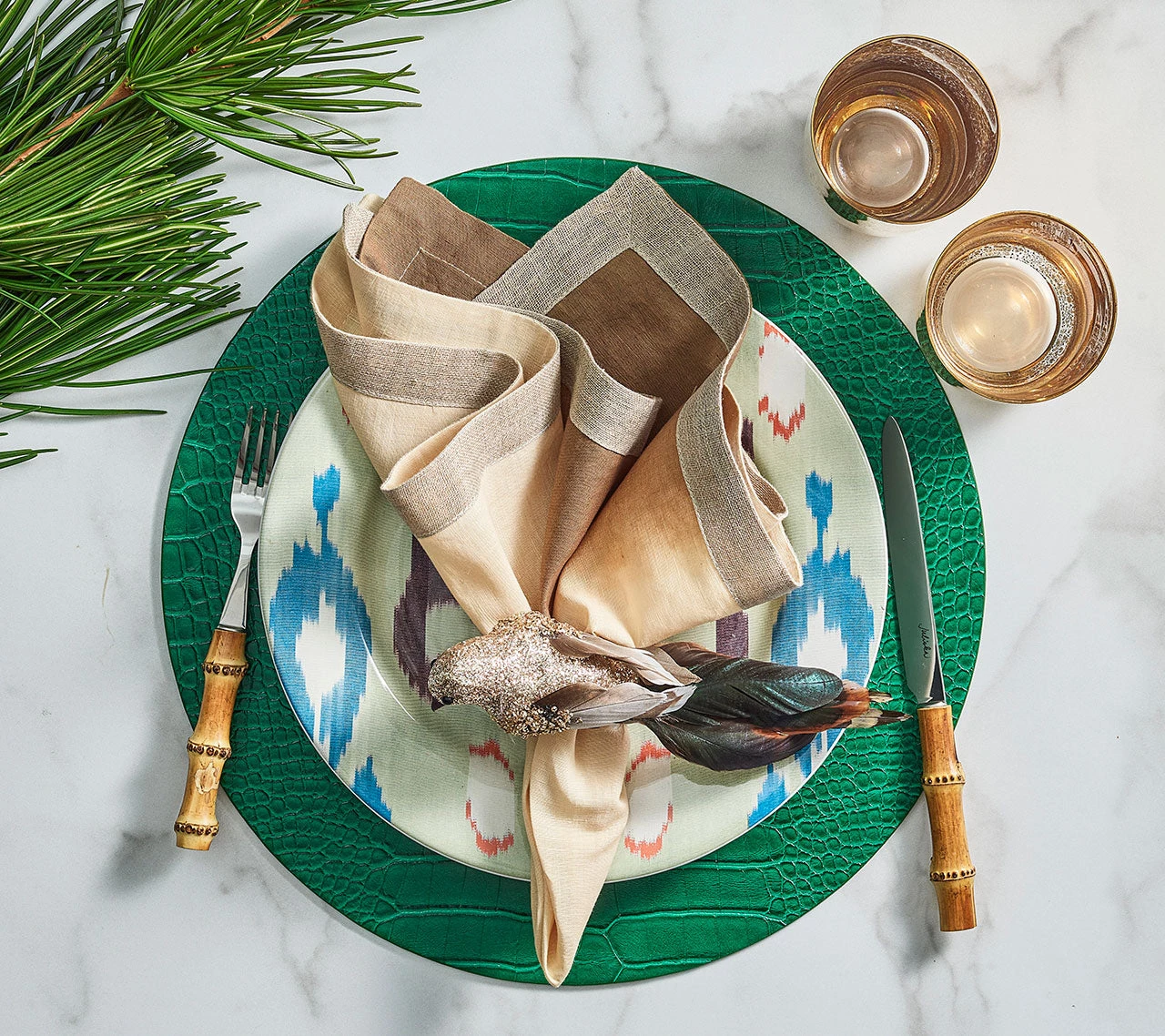 Kim Seybert Placemats Croco Placemat In Emerald, Set Of 4