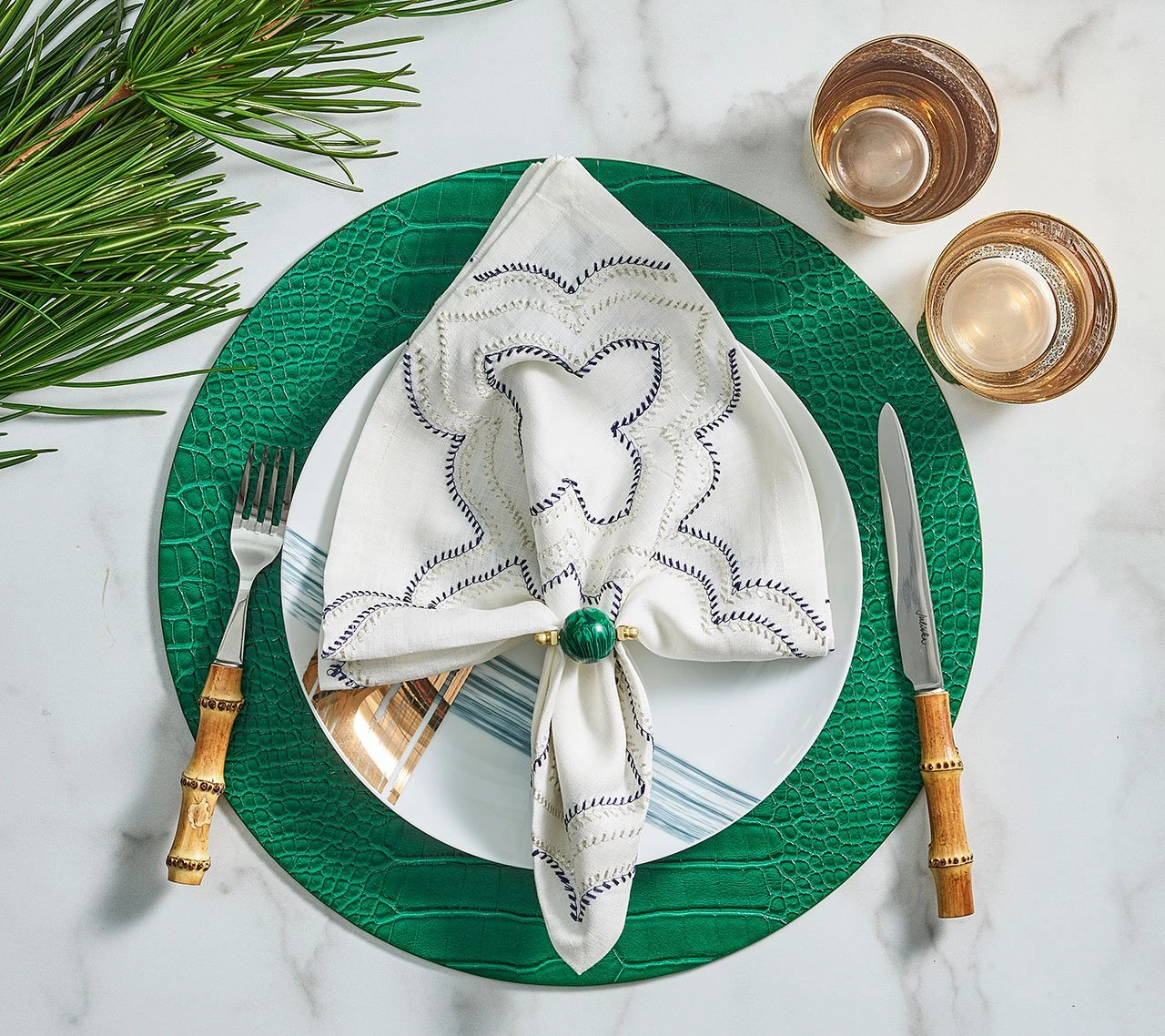 Kim Seybert Placemats Croco Placemat In Emerald, Set Of 4