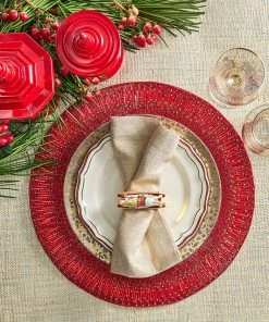 Kim Seybert Rocking Horse Napkin Ring In White & Multi, Set Of 4 In A Gift Box