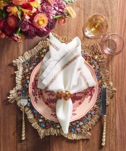 Kim Seybert Jewel Fringe Placemat In Gold & Multi, Set Of 2 Placemats