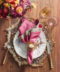 Kim Seybert Jewel Fringe Placemat In Gold & Multi, Set Of 2 Placemats