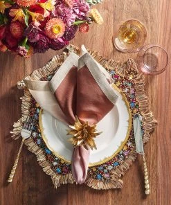 Kim Seybert Jewel Fringe Placemat In Gold & Multi, Set Of 2 Placemats