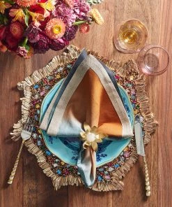 Kim Seybert Napkins Dip Dye Napkin In Midnight & Copper, Set Of 4