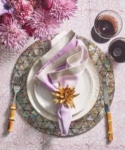 Kim Seybert Flores Napkin Ring In Gold, Set Of 4 Napkin Rings