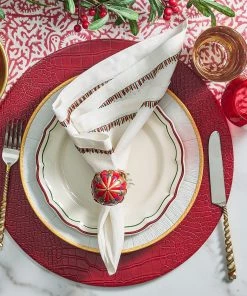 Kim Seybert Filament Napkin In White & Red & Green, Set Of 4