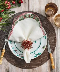 Kim Seybert Napkins Garland Napkin In White & Red & Green, Set Of 4