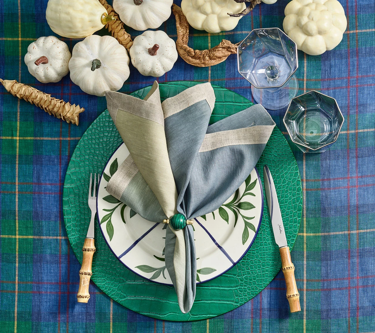 Kim Seybert Tablecloths Tartan Tablecloth In Blue & Green