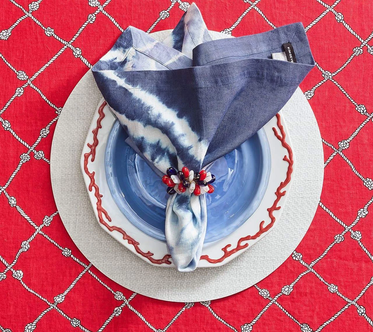 Kim Seybert Napkin Rings Poppy Napkin Ring In Red, White & Blue, Set Of 4