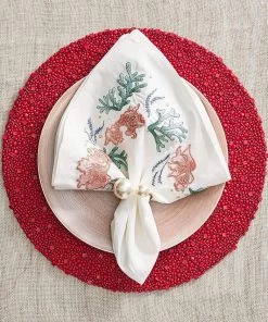 Kim Seybert Pearl Napkin Ring In Ivory & Gold, Set Of 4 Napkin Rings