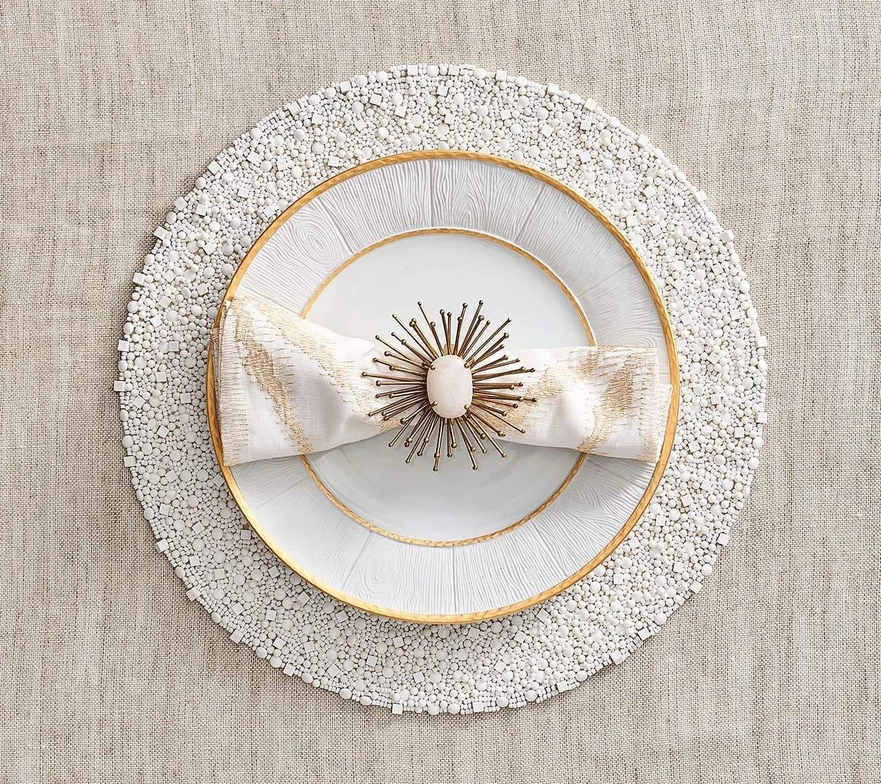 Kim Seybert Flare Napkin Ring In Gold, Set Of 4 Napkin Rings