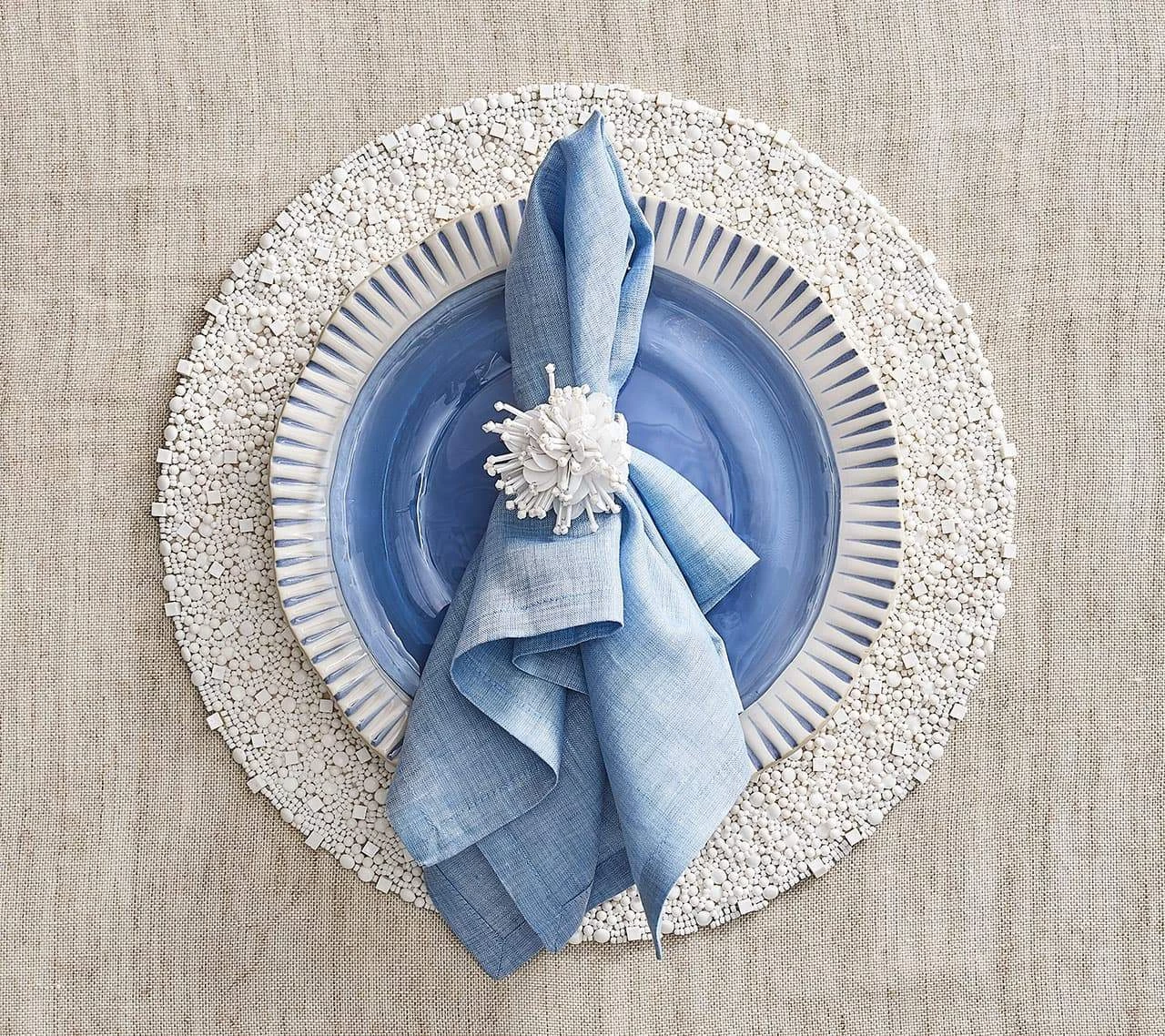 Kim Seybert Starburst Napkin Ring In White, Set Of 4