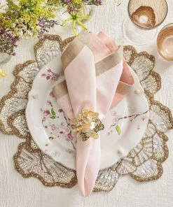 Kim Seybert Napkin Rings Butterfly Garden Napkin Ring In Gold & Silver, Set Of 4