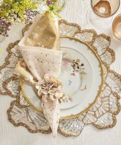 Kim Seybert Botanica Placemat In White, Gold & Silver, Set Of 2