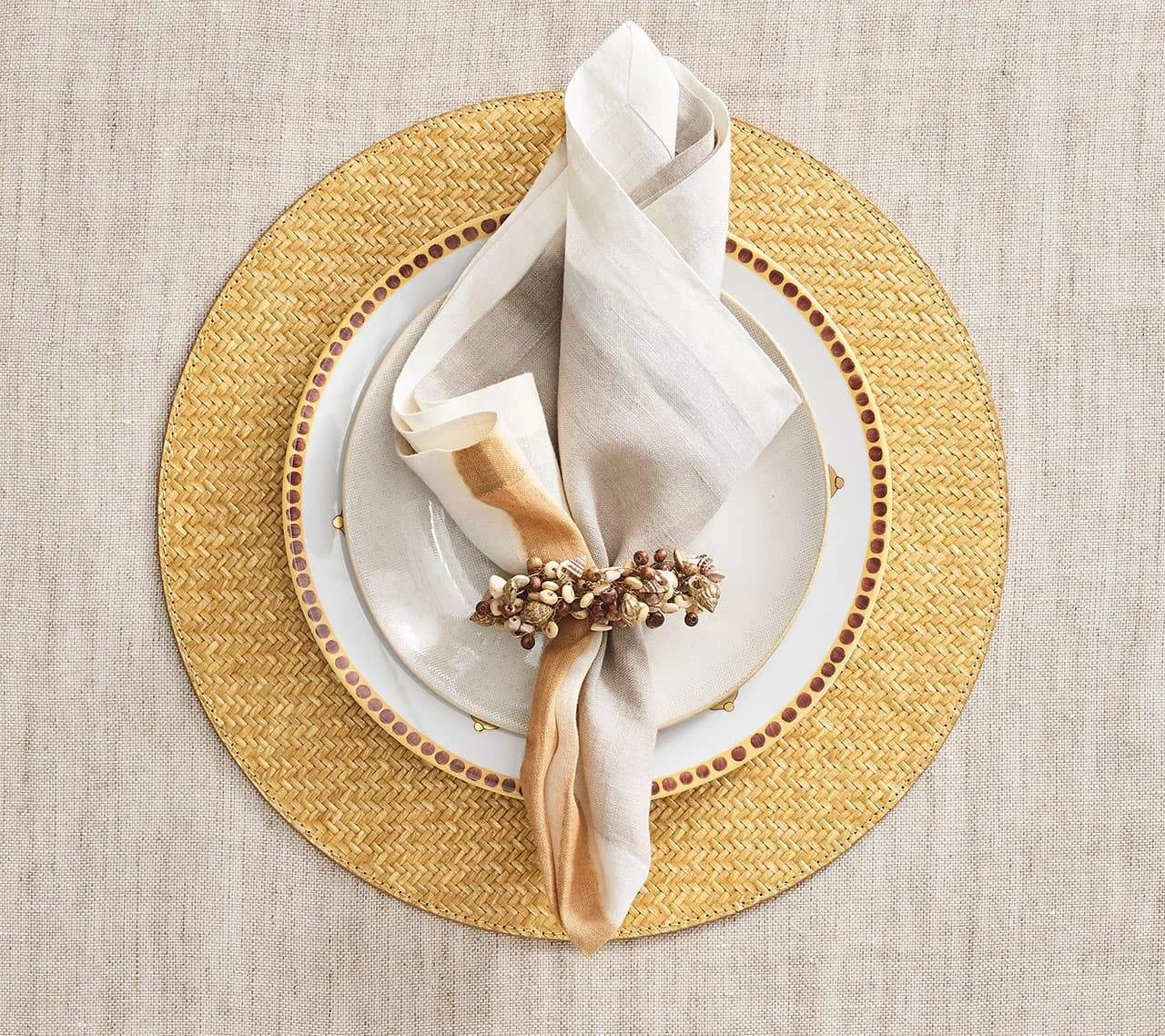 Kim Seybert Cozumel Napkin Ring In Natural, Set Of 4