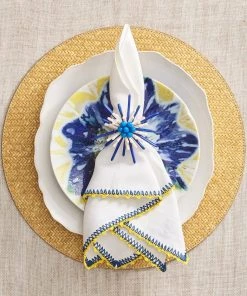 Kim Seybert Capri Napkin Ring In Navy & White, Set Of 4