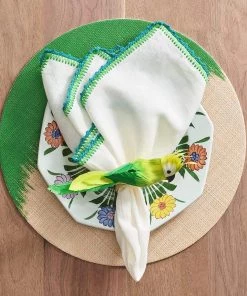 Kim Seybert Parakeet Napkin Ring In Green, Set Of 4