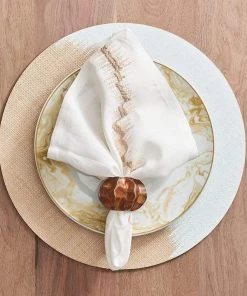 Kim Seybert Twist Napkin Ring In Brown & Gold, Set Of 4