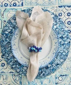 Kim Seybert Poppy Napkin Ring In Blue, Set Of 4 Napkin Rings