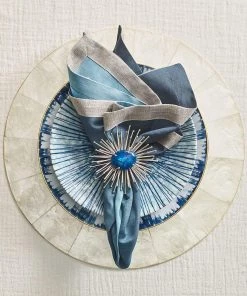 Kim Seybert Napkin Rings Flare Napkin Ring In Cobalt & Silver, Set Of 4