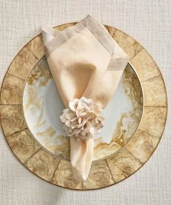 Kim Seybert Napkins Dip Dye Napkin In White & Beige, Set Of 4