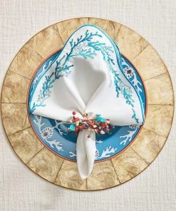Kim Seybert Cozumel Napkin Ring In Coral & Turquoise, Set Of 4 Napkin Rings